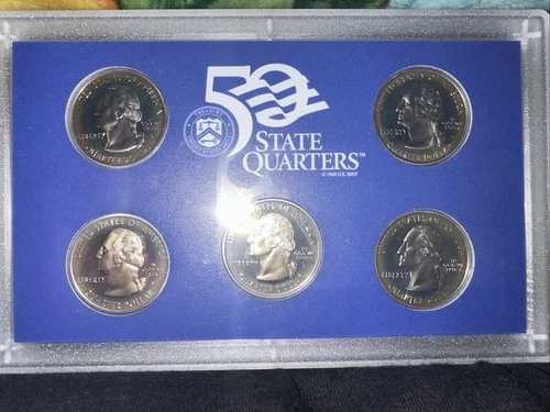 1999年から2007年までの米国造幣局発行のクラッドクォータープルーフ9セット