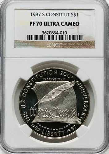 1987-S コンスティチューション S$1 - NGC PF 70 - 米国記念銀貨 -