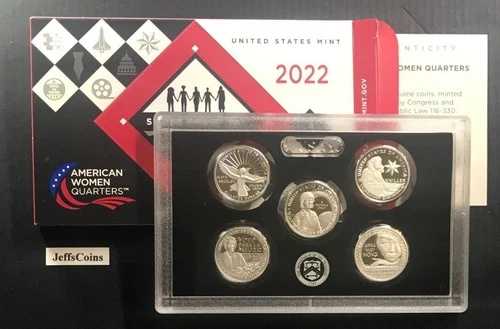 2022年 S 99.9% シルバー クォーター アメリカ造幣局 プルーフセット アメリカ人女性用 箱なし COA 22WS
