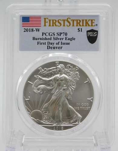 2018年 (W) シルバーイーグル PCGS SP70 バーニッシュド FDOI デンバーラベル (BT1284)