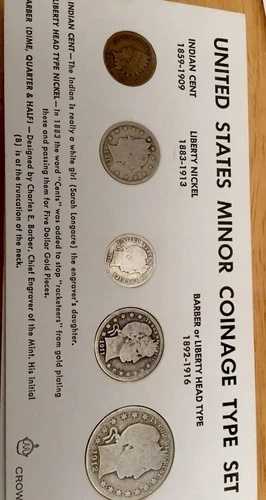 1911-12年 5枚セット バーバー銀貨タイプ 1908年インディアンセント付き