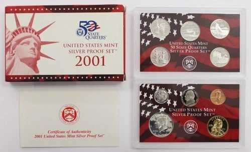 2001-S 米国造幣局 シルバープルーフセット - サンフランシスコセット（箱・品質証明書付き）