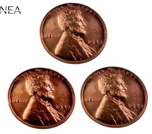 1929+1929-D+1929-S リンカーン ウィート ペニー セント ロット ~ ジェム BU (赤) ~ 3 枚セット