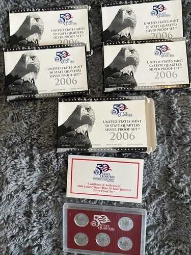 2006年 アメリカ合衆国造幣局 50州 クォーター シルバー プルーフセット 5州 COA