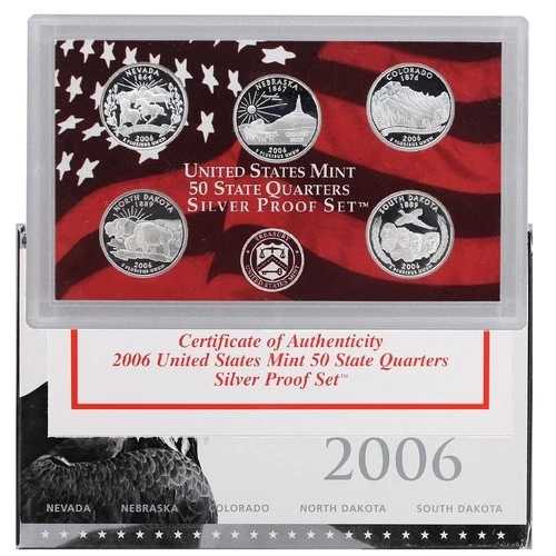 2006年 Sプルーフ ステートクォーターセット 90%シルバー OGP & COA 5枚