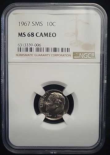 1967年 SMS ルーズベルト ダイム 10セント NGC MS68 カメオ | スペシャルミントセット SP68 CAM GEM++
