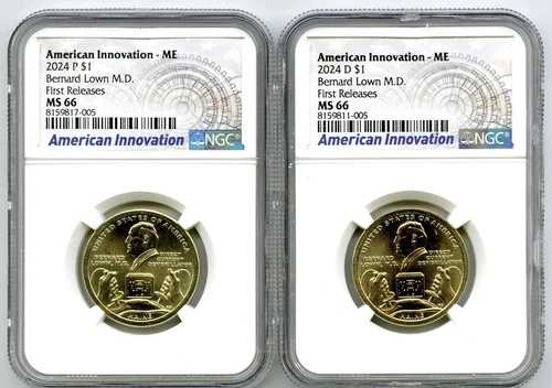 2024 P D メイン バーナード ロウン NGC MS66 アメリカン イノベーション ドル マッチド セット FR