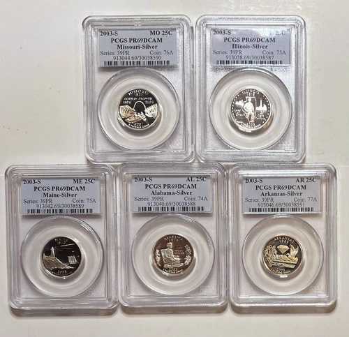 2003年 S 米国 シルバー ステートフッド クォーター 5枚セット PCGS PR69 DCAM