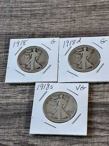 1918年 P-D-S オールミント ウォーキング リバティ ハーフ ダラー セット