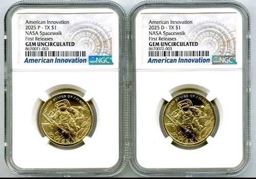 2025年 1ドル P D テキサス NASA 宇宙遊泳 NGC ジェム UNC アメリカンイノベーション ドルセット 希少