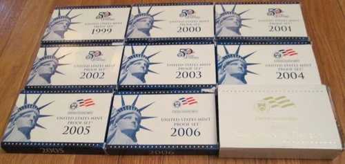 1999 2000 2001 2002 2003 2004 2005 2006 2007 プルーフセット 米国造幣局 9セット 箱/COA