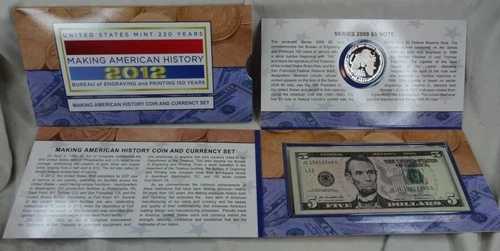 2012-S プルーフ アメリカン シルバー イーグル 米国造幣局 コイン＆通貨セット OGP COA $1 & $5