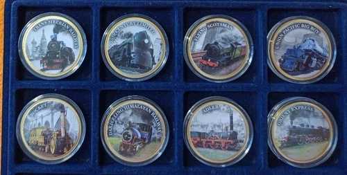 コインセット FAMOUS RAILWAYS コンプリートセット 8ピース 24Kゴールドメッキ プルーフ 鉄道