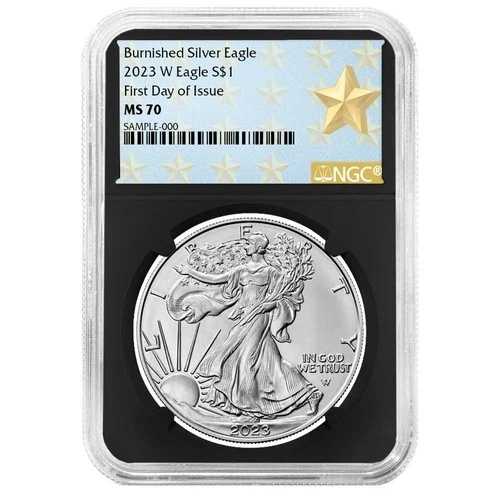 2023-W $1 1オンス バーニッシュド アメリカン シルバー イーグル NGC MS70 FDI ウェストポイント スター