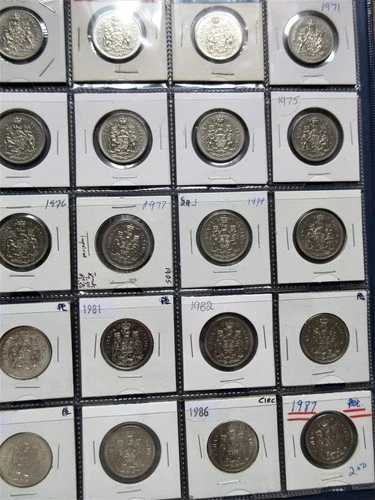 カナダ50セント硬貨1968年～2026年コンプリートセット。58枚のハーフドル硬貨。50セント