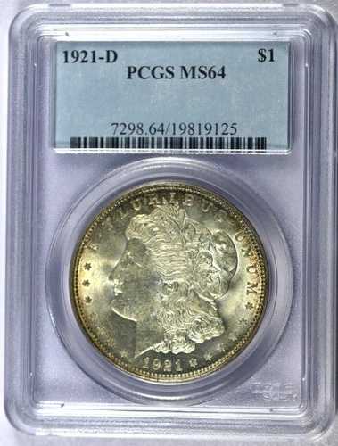 1921-D PCGS MS64 モルガン銀貨(美しい微妙な色調)|WORLD RESOURCE【QUEEN店】