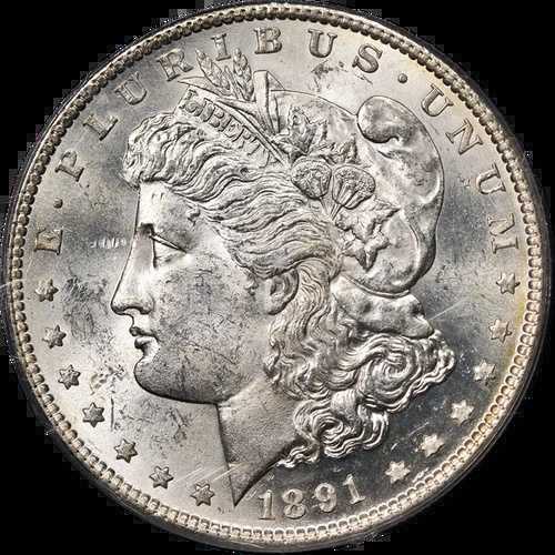 1891-S モルガン銀貨 PCGS MS63 ブラストホワイト 素晴らしい外観|WORLD RESOURCE【QUEEN店】