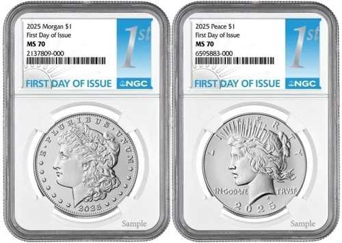 2025年 モーガン&ピース シルバードル 1ドル NGC MS70 発行初日 .#891