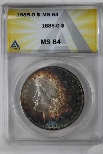 1885-O 1.00 ANACS MS64 モルガン銀貨、ミス・リバティ・ヘッド
