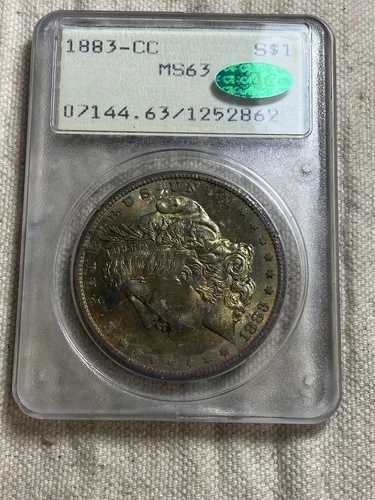 1883-CC モルガン・ダラー シルバー PCGS MS63 CAC 認定 ラトラーホルダー トナー｜WORLD RESOURCE【QUEEN店】