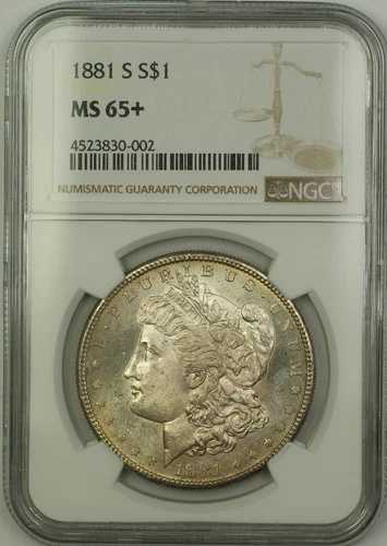 1881-S モーガン シルバー ダラー 1ドル コイン NGC MS-65+ ライトトーン ジェム (15b)