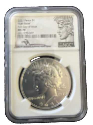 2021年ピースドル高浮き彫り発行初日NGC認定MS70、Mercanti si｜WORLD RESOURCE【QUEEN店】 165,550円