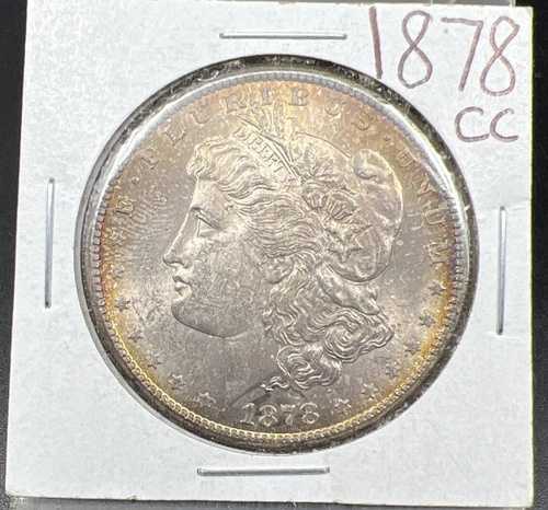 1878 CC モーガン 90% シルバー イーグル ドル コイン AVG BU UNC PQ アンバー トーニング トナー|WORLD RESOURCE【QUEEN店】