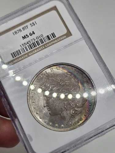 1878-P モーガン シルバー ドル ? NGC MS-64 ? 8 尾羽根 8TF ☆ レインボー クレセント|WORLD RESOURCE【QUEEN店】