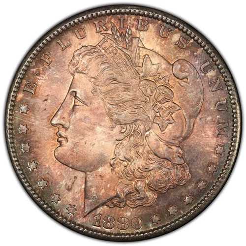 1880-S 1ドル モルガン銀貨 PCGS MS66 - ゴージャスな金色の宝石