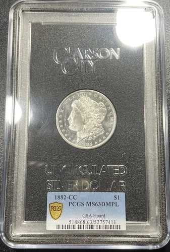 1882-CC モルガン銀貨 1ドル GSA PCGS MS63 DMPL
