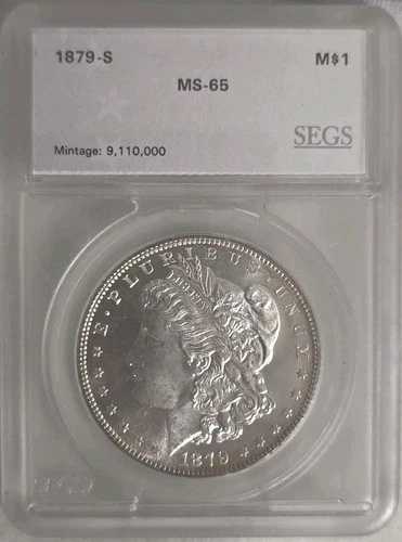 1879 S $1 モルガン銀貨、希少 GEM+++ 未流通タイプ