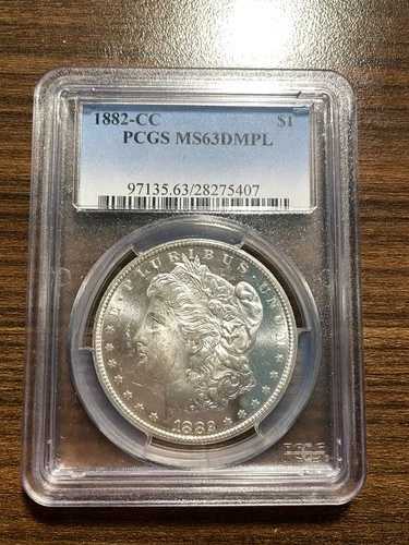 1882-CC モルガン銀貨 $1 PCGS ミントステート MS 63 ディープミラー プルーフライク DMPL