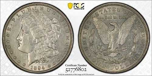 1894年 S モルガン銀貨 PCGS AU50 セミキーデイト - ゴールドシールド (#738)