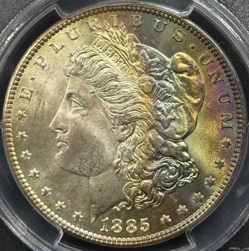 1885-P 1ドル モルガン・ダラー PCGS MS66+ -- 驚異的なレインボートーンの宝石|WORLD RESOURCE【QUEEN店】