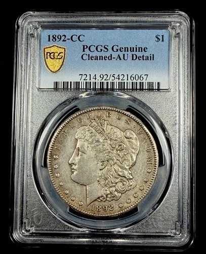 1892 CC $1 モルガンシルバー 1ドル カーソンシティ PCGS AU 詳細 軽くクリーニング済み