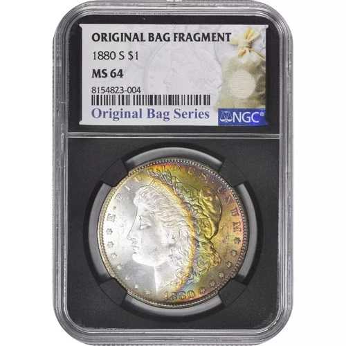 1880年 S モルガン銀貨 NGC MS-64 バッグシリーズ モンスターカラートーニング