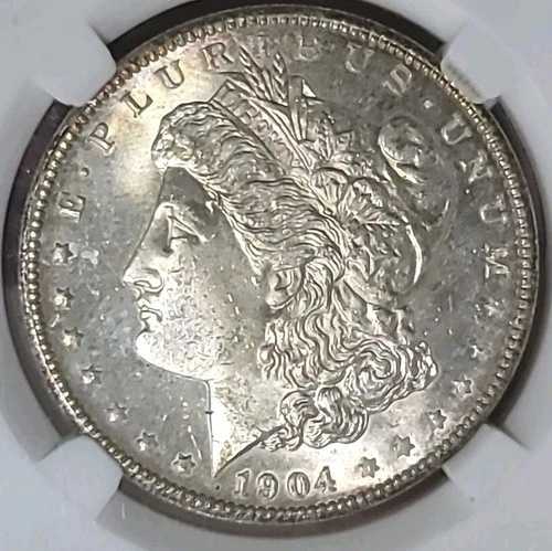 1904年 O モルガン・ダラー、素晴らしい宝石 BU プルーフのようなフィールド、希少な高グレード LV