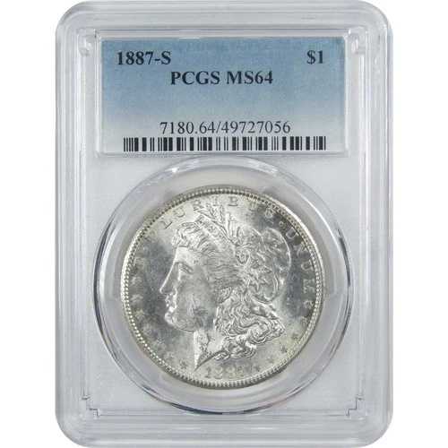 1887年 S モルガン・ダラー MS 64 PCGS シルバー 1ドル 未流通コイン SKU:I16525