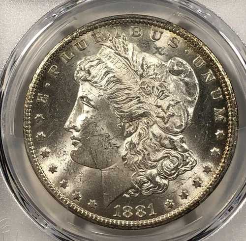 1881-CC モルガン・ダラー $. 1.00. PCGS MS63. フロスティ