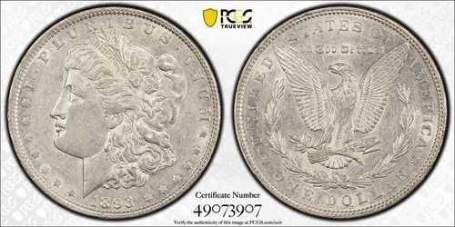1893 P PCGS AU50 - 銀製モルガンドル 1ドル US 56562A