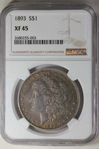 1893 1.00 NGC XF45 モルガン銀貨、ミス・リバティ・ヘッド・ドル 182,050円