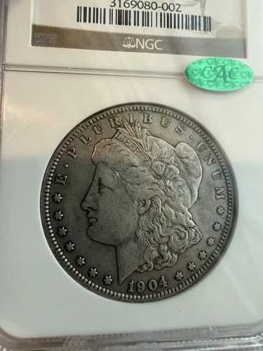 1904-S モルガン・ダラー、NGC XF45 CAC、自然な光沢と美しい色調