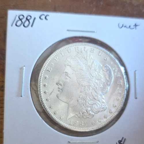 1881-CC モルガン銀貨、キーデート、美しいディテール、未使用