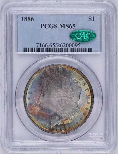 1886年 1ドル モルガン銀貨 PCGS MS65 CAC (エンド・オブ・ロール・トナー)