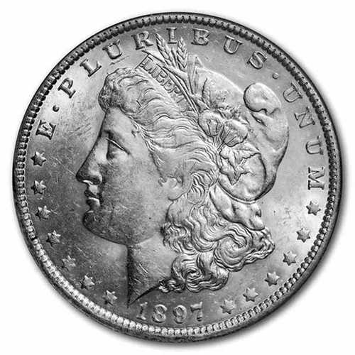 重要な日付の美しいブラストホワイト1897-oモルガンシルバーダラー