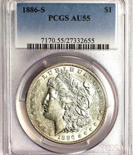 1886-S $1 AU55 PCGS-モルガン・ダラー
