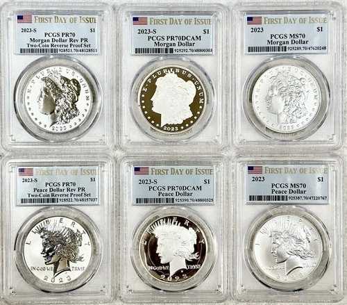 2023年 モーガン＆ピース シルバードル PCGS MS70、PR70DCAM、PR70 発行初日