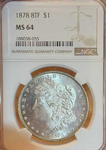 1878年 8TF NGC MS64 PQ! モルガン銀貨