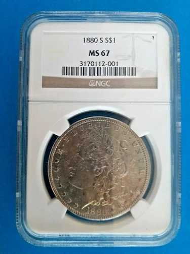 1880年 S モルガン銀貨 - NGC MS67「素晴らしい色調」