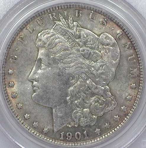 1901年 モルガン シルバー ダラー 1ドル コイン PCGS AU55 認定 希少日付証明書番号 18019538